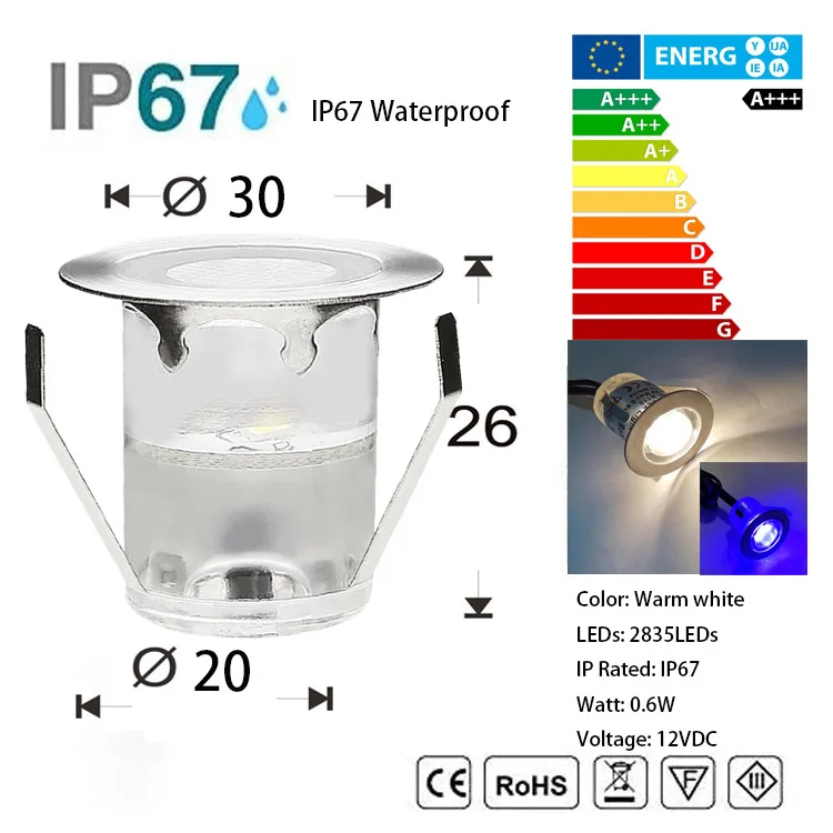 Waterproof DC 12V 24V Mini Outdoor Underground LED Buried Lighting Floor Lamp Deck Lights LED Ground Light