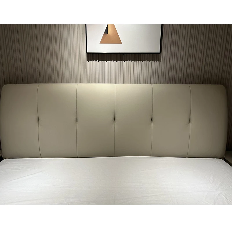 Factory Special Discount Promotion European Brief Style Upholstery Genuine Leather King Queen Double Size Bed