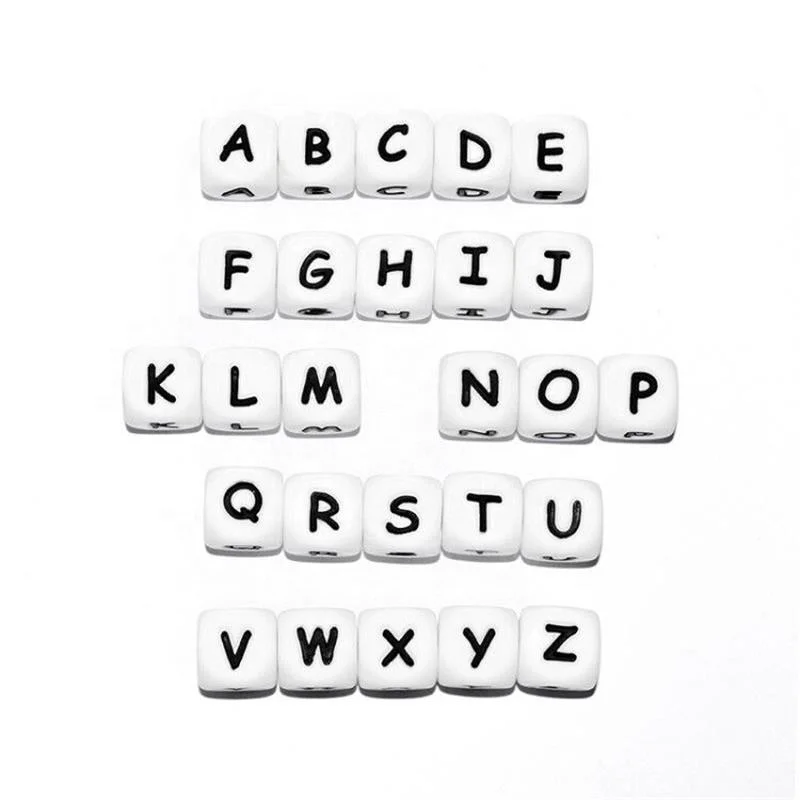 Bpa Free Food Grade Silicone Beads DIY Alphabet Beads  Letter Beads Bulk For Baby Name Letter