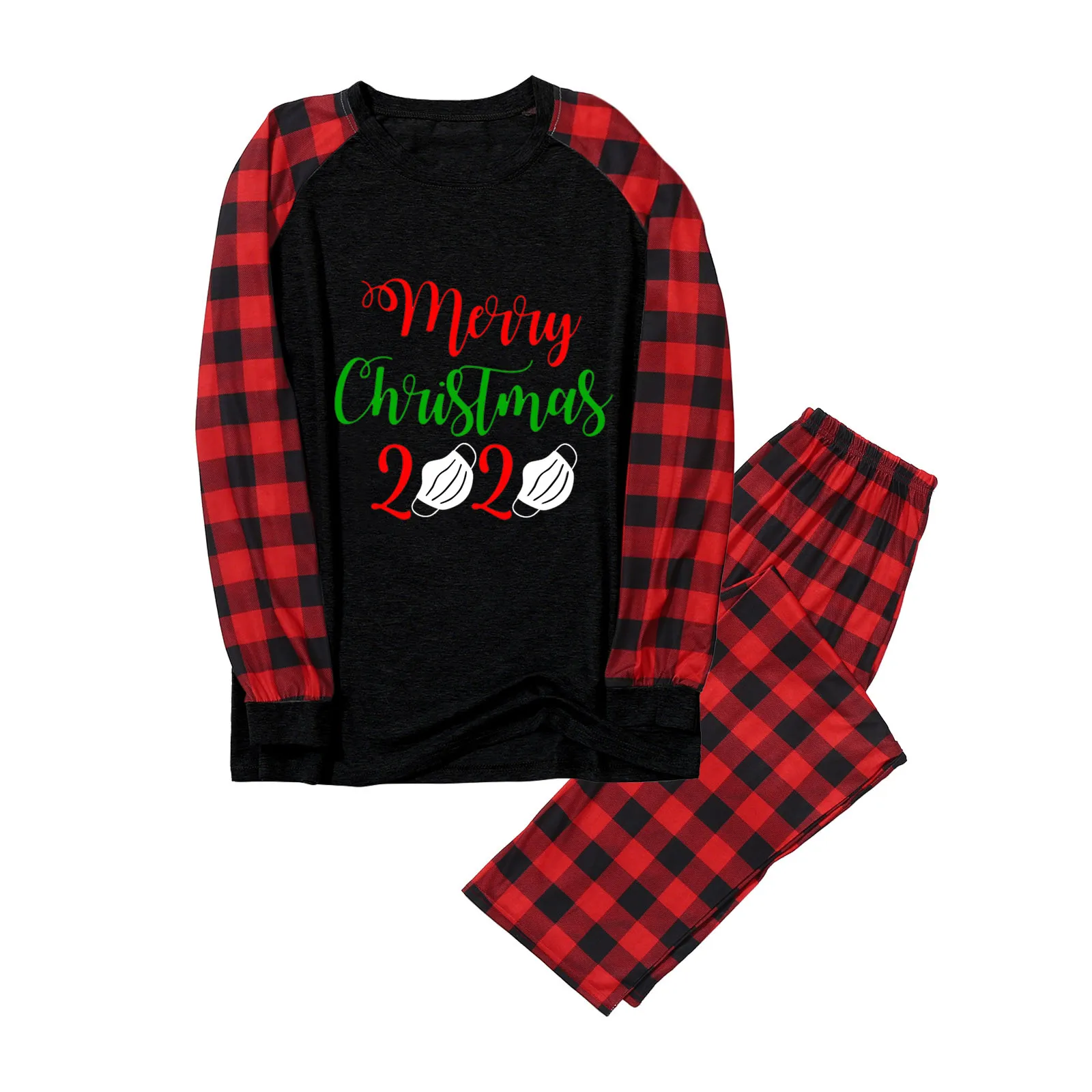2022 Christmas family clothing wear long-sleeved round neck pajamas suits mom and me son father outfit