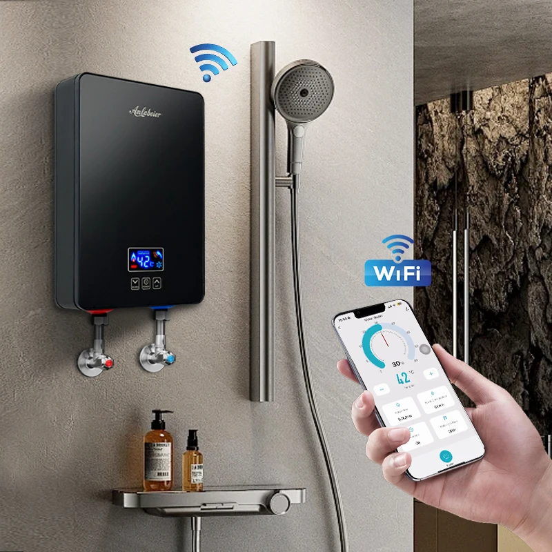 portable hotel bathroom instant tankless 220V electric shower head water heaters with customized color