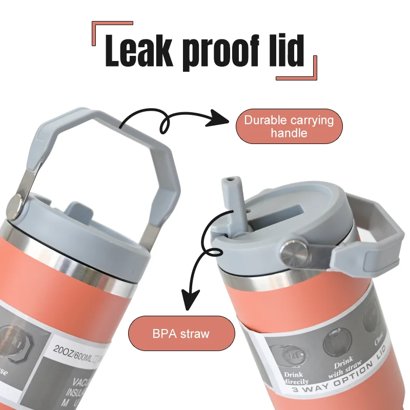 Custom logo 30 oz travel coffee mug stainless steel 30oz thermal 30oz cup flip straw tumbler with handle