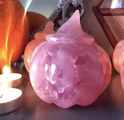 Wholesale Natural Crystal and Gemstone Hand Carved Pumpkins Candleholder For Halloween Decoration