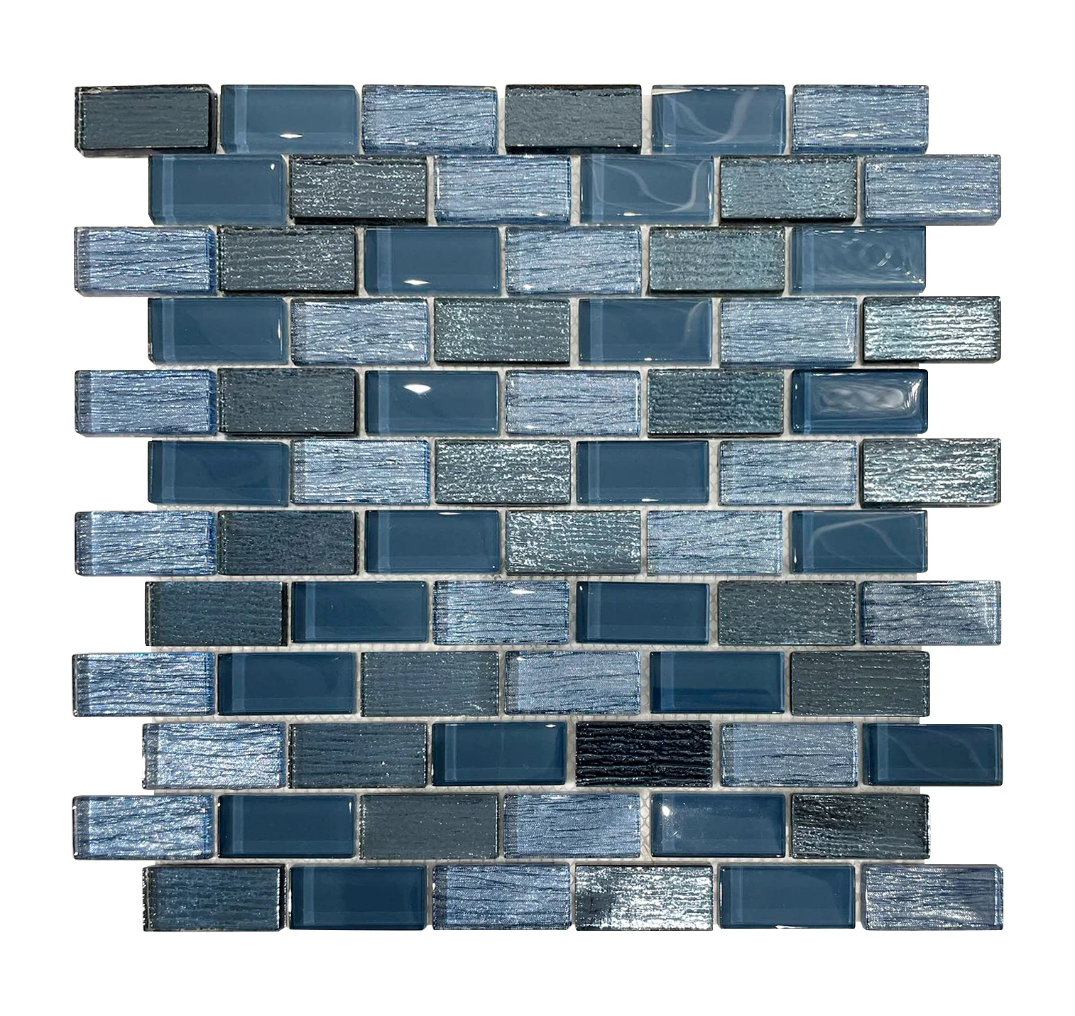 Foshan JBN Hot Selling Models Modern Laminated Glass Luster Surface Strip Mosaic 1 Pallet MOQ Wall Decoration Mesh Mounted