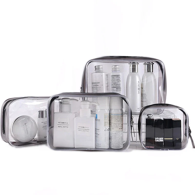 Customized Logo mini Travel Clear Frosted Transparent Zipper Pvc Cosmetic Bag