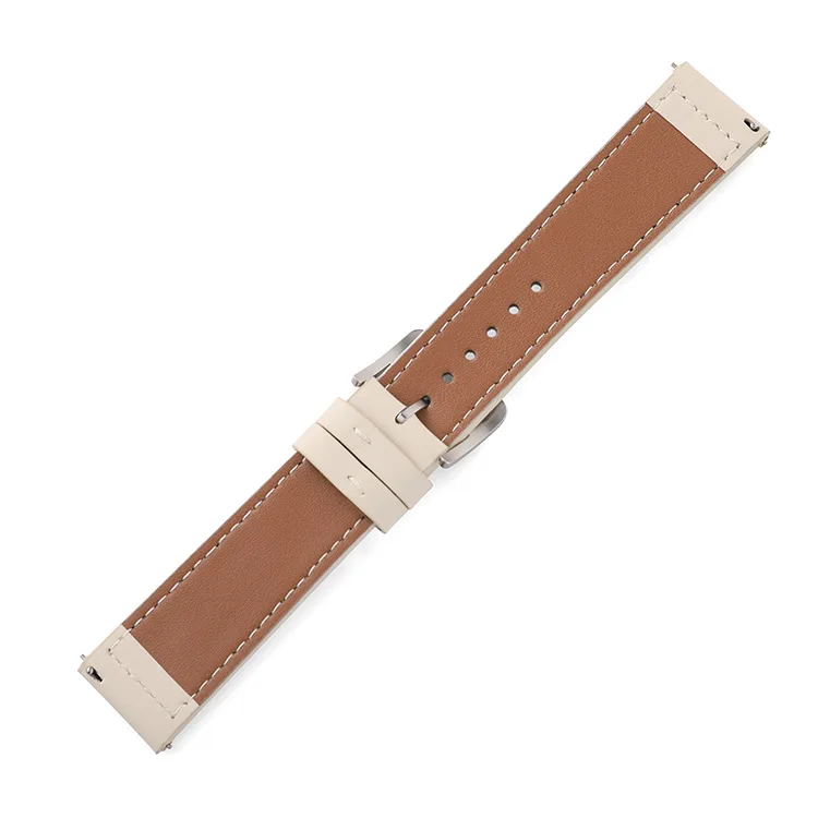 Adepoy S-L002 22mm Genuine Leather Patchwork Canvas Watch Strap For Samsung Gear S3/Gear 2/Galaxy Watch Band Universal Wristband