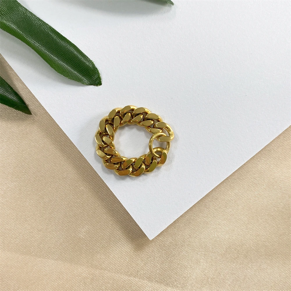 New Various Designs Stainless Steel Chain Ring Soft Cuban Link Chain Non Tarnish Rings Man Ins Minimalist Jewelry