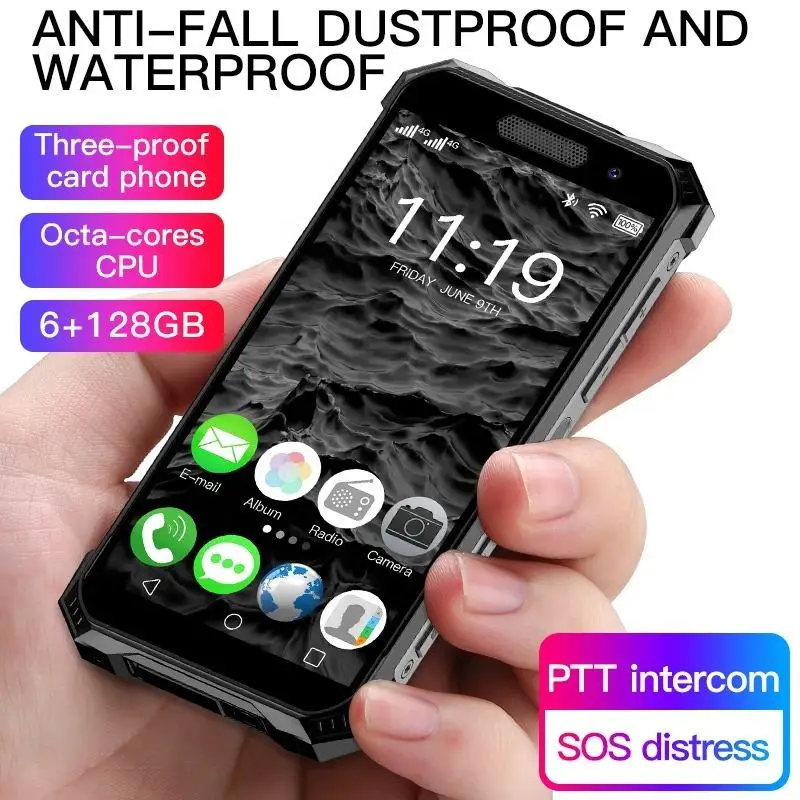 SOYES S10 Max 4G Mini Rugged Global 4G LTE Smart Phone 4GB+128GB IP68 Fingerprint Face ID Unlock PTT Mobile Phone