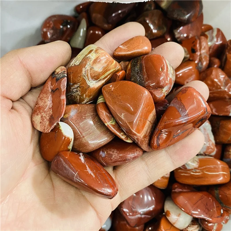 New arrivals feng shui crystal stone natural red jasper tumbled stone for deco