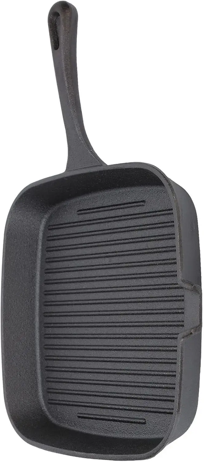 Cast Iron 24cm Grill Pan Fast Heat Conduction On Stripe Frying Steak Skillet For Home Kitchen