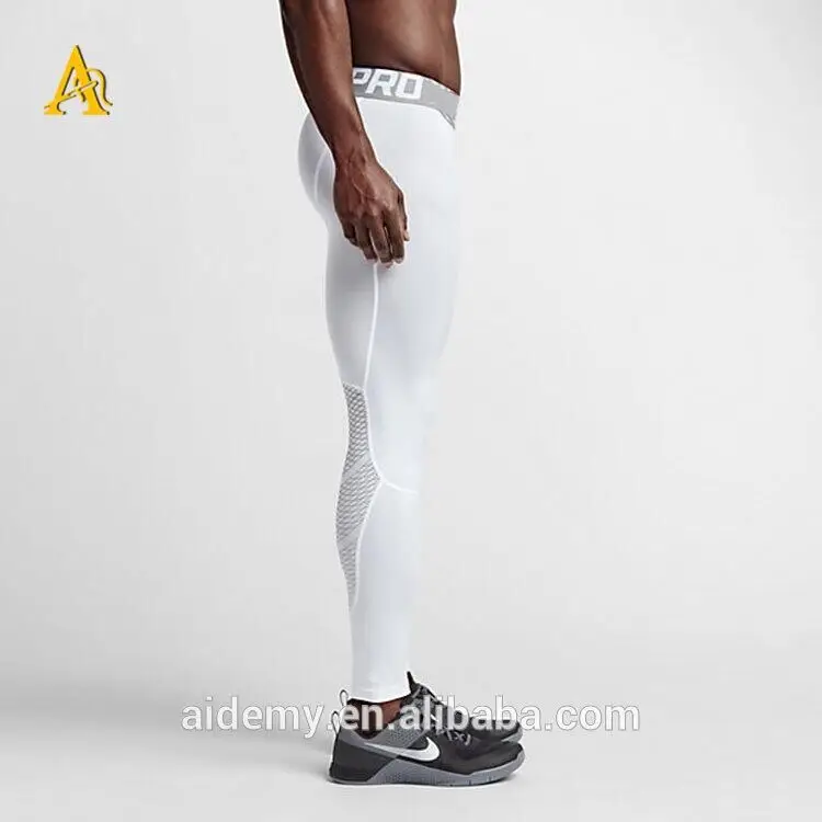 
High Quality Men White Compression Pants Workout Sports Tights Running Leggings 
