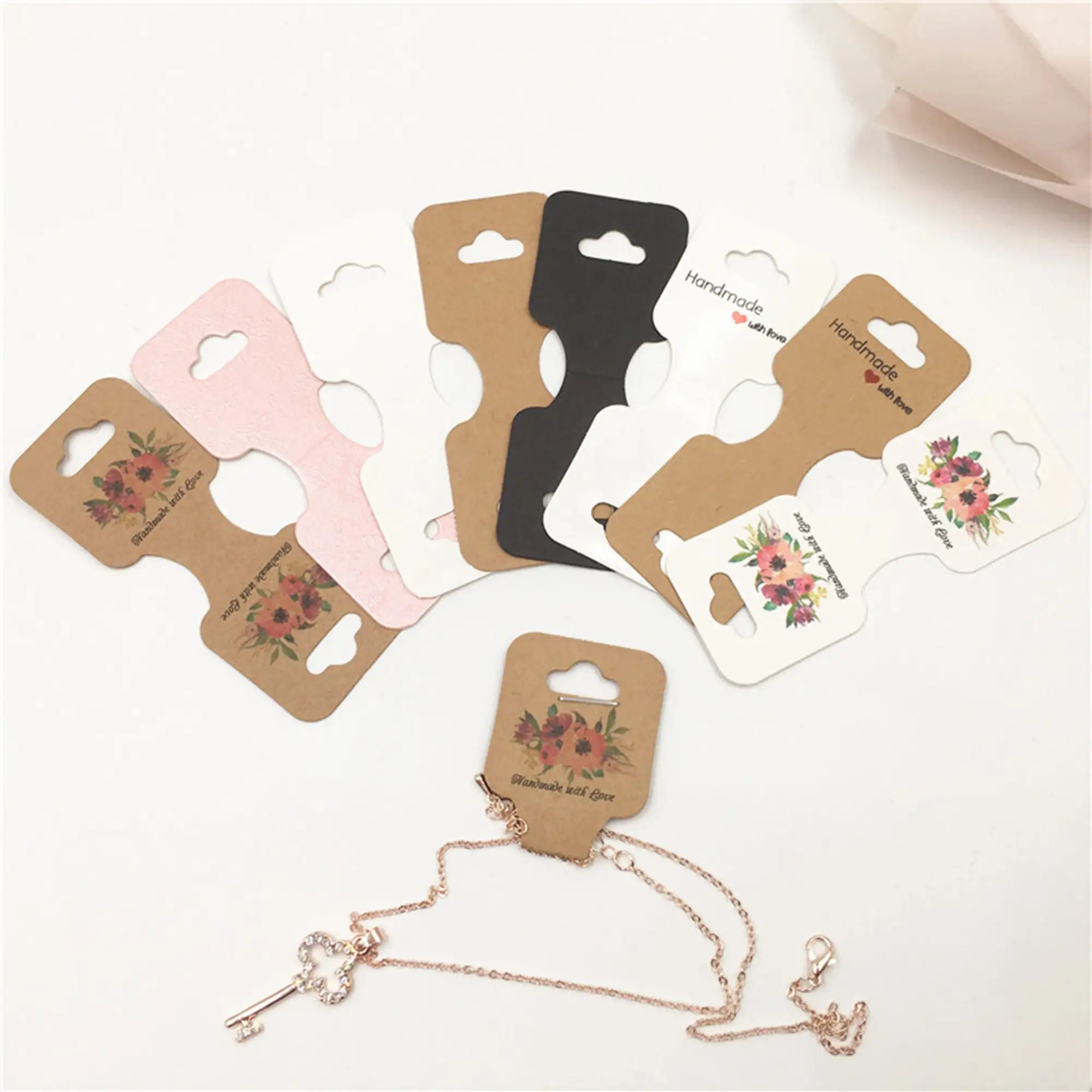 Hot Sale Custom Printing Jewelry Hang Tags High Quality Craft Paper Die Cut Fashion Necklace Earrings Hang Clothing Tags