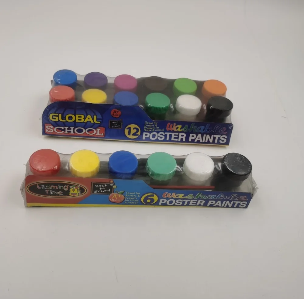 6/12 pcs Poster Paint acrylic paint finger paint Set 3/4 Ounce 6 Bright Colors 0.75 Fl Oz (Pack of 6)