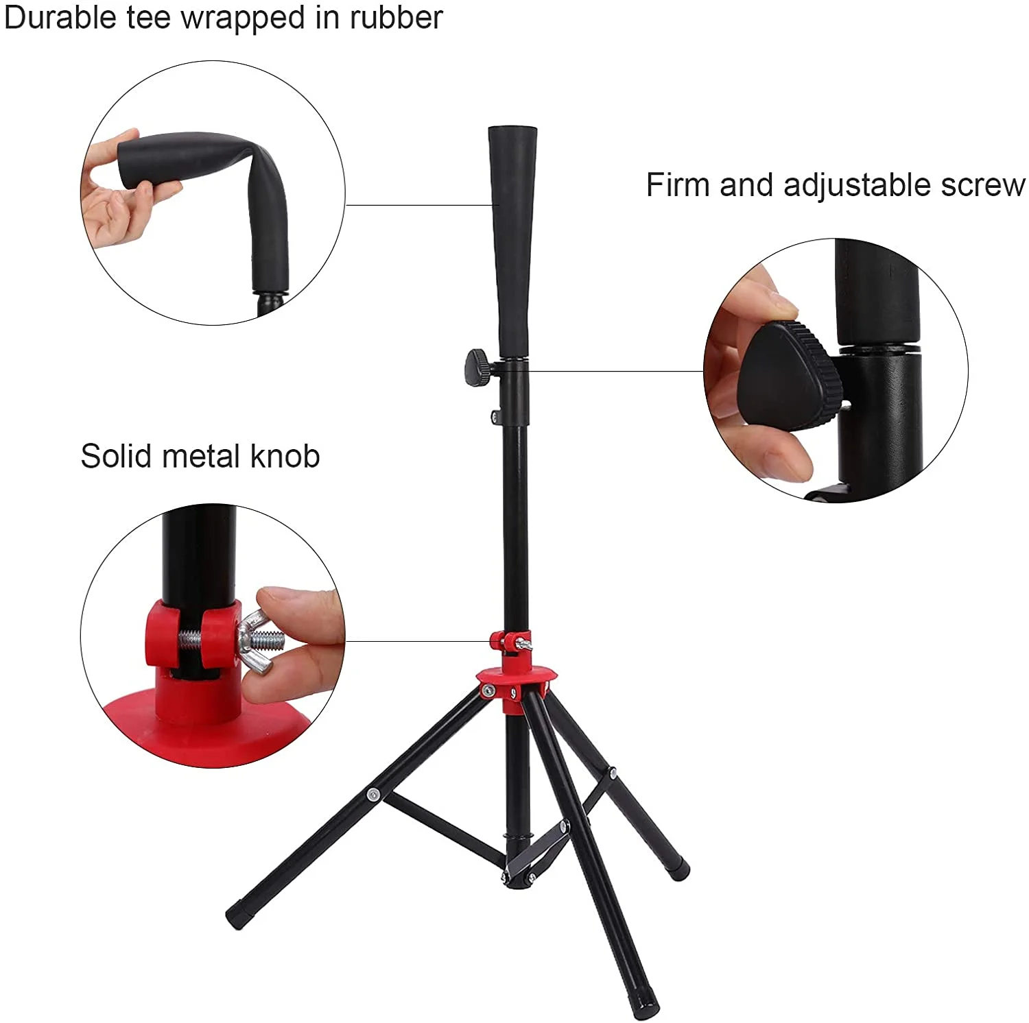 Lower Price High Quality Baseball Softball Travel Portable Tee, Tripod Stand Training Practice Batting Tee