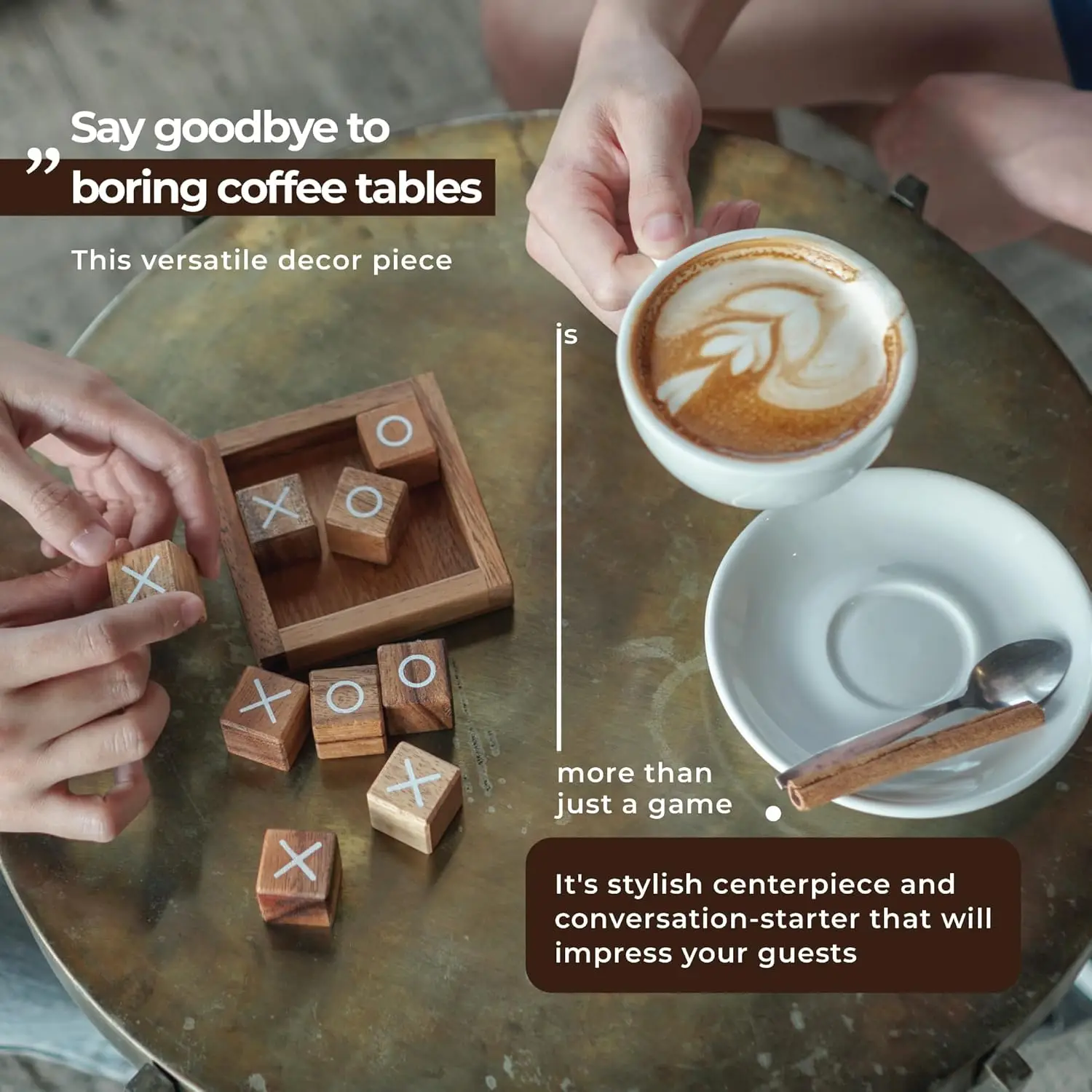 Tic Tac Toe for Kids and Adults Coffee Table Living Room Decor and Desk Decor Family Games Night Classic Board Games Wood Rustic