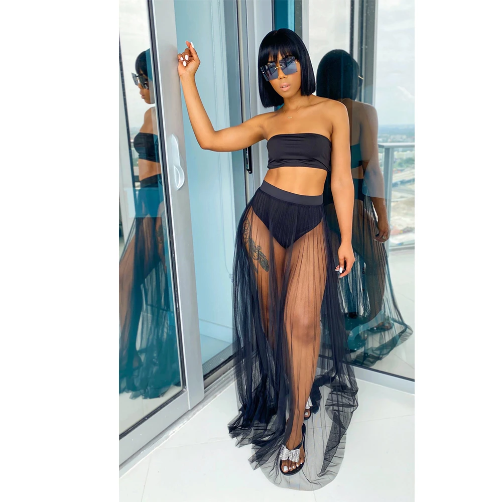 Bunny BN-80391 Swimwear Bikini Swimsuit Net Gauze Wrapped Breast Sexy Beachwear Two Piece Set