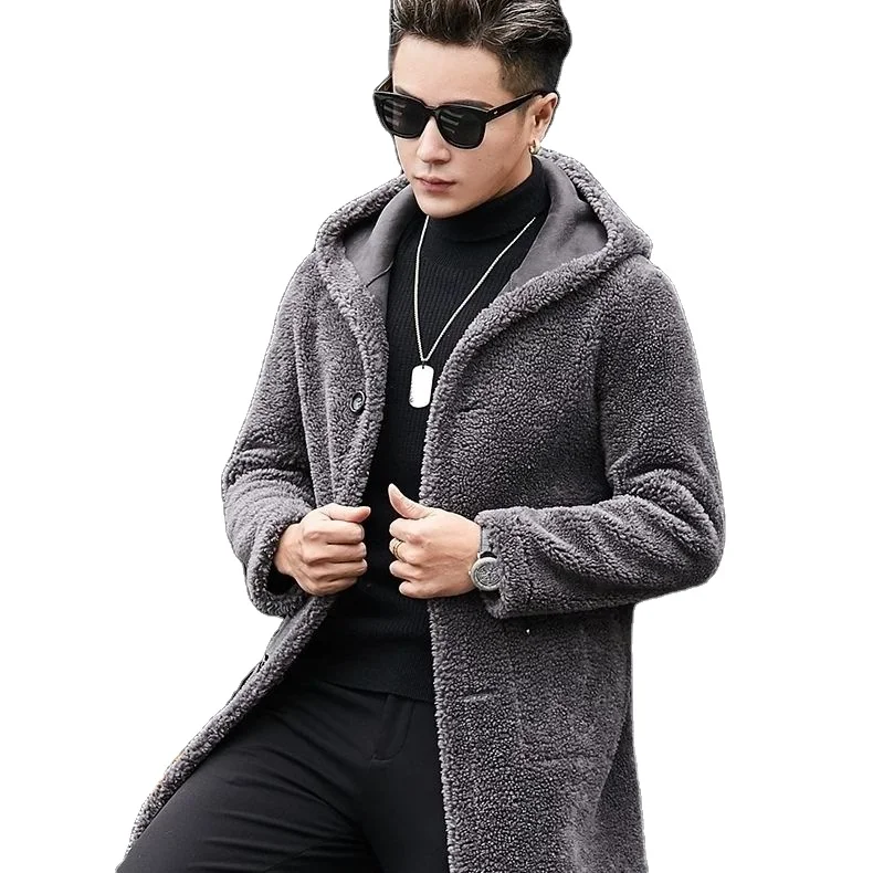 Wholesale winter coat custom fur coat for men with hood new luxury men long coats