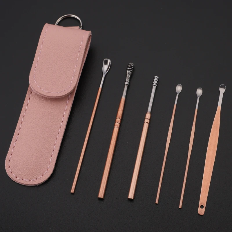 Cuticuter Spring Ear Wax Cleaner Tool Set - Portable Ear Wax Cleaning Kit, Stainless Steel Spade Ear Cleaning, Ear Wax Removal K