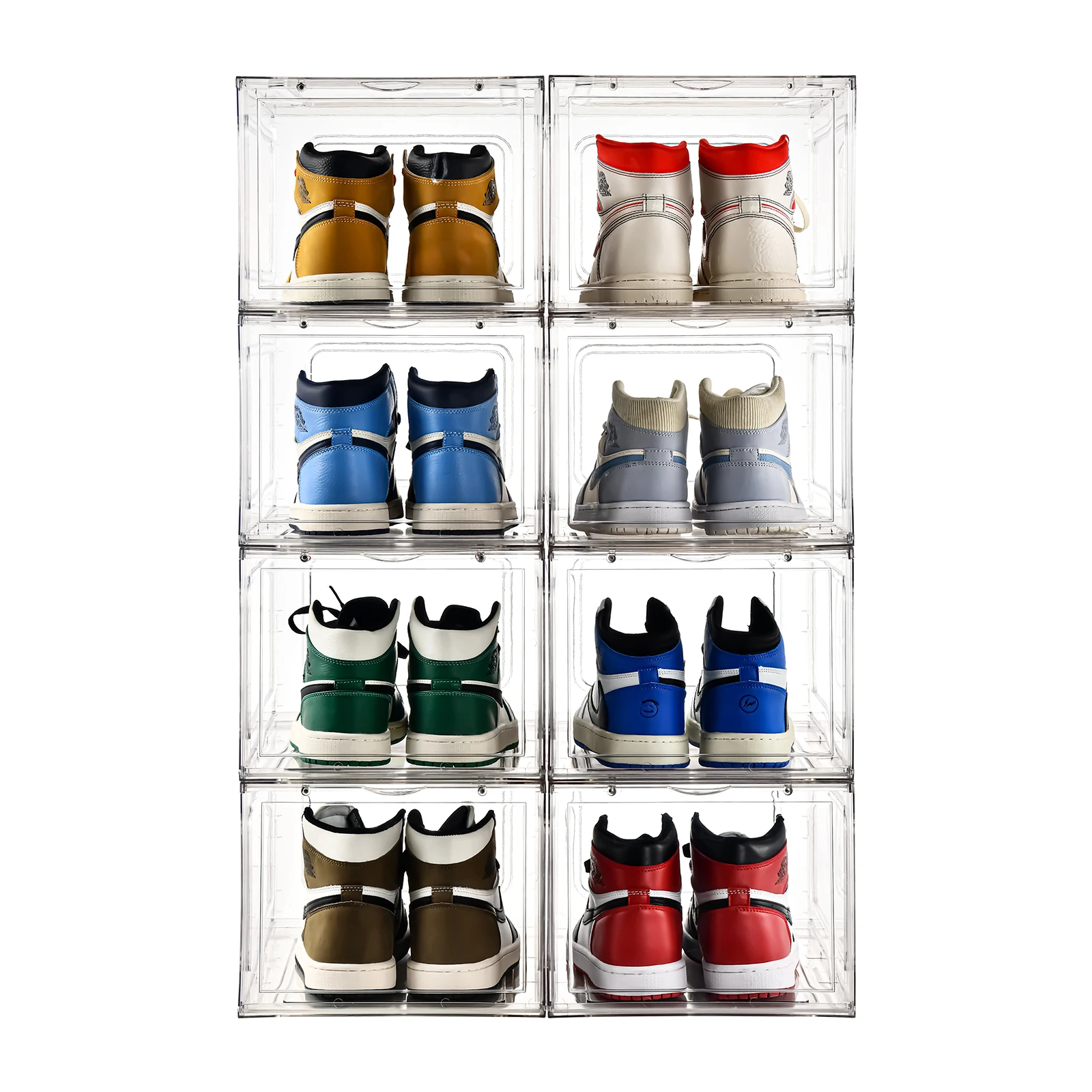 Sturdy plastic clear stackable display shoe boxes custom design transparent acrylic shoe case