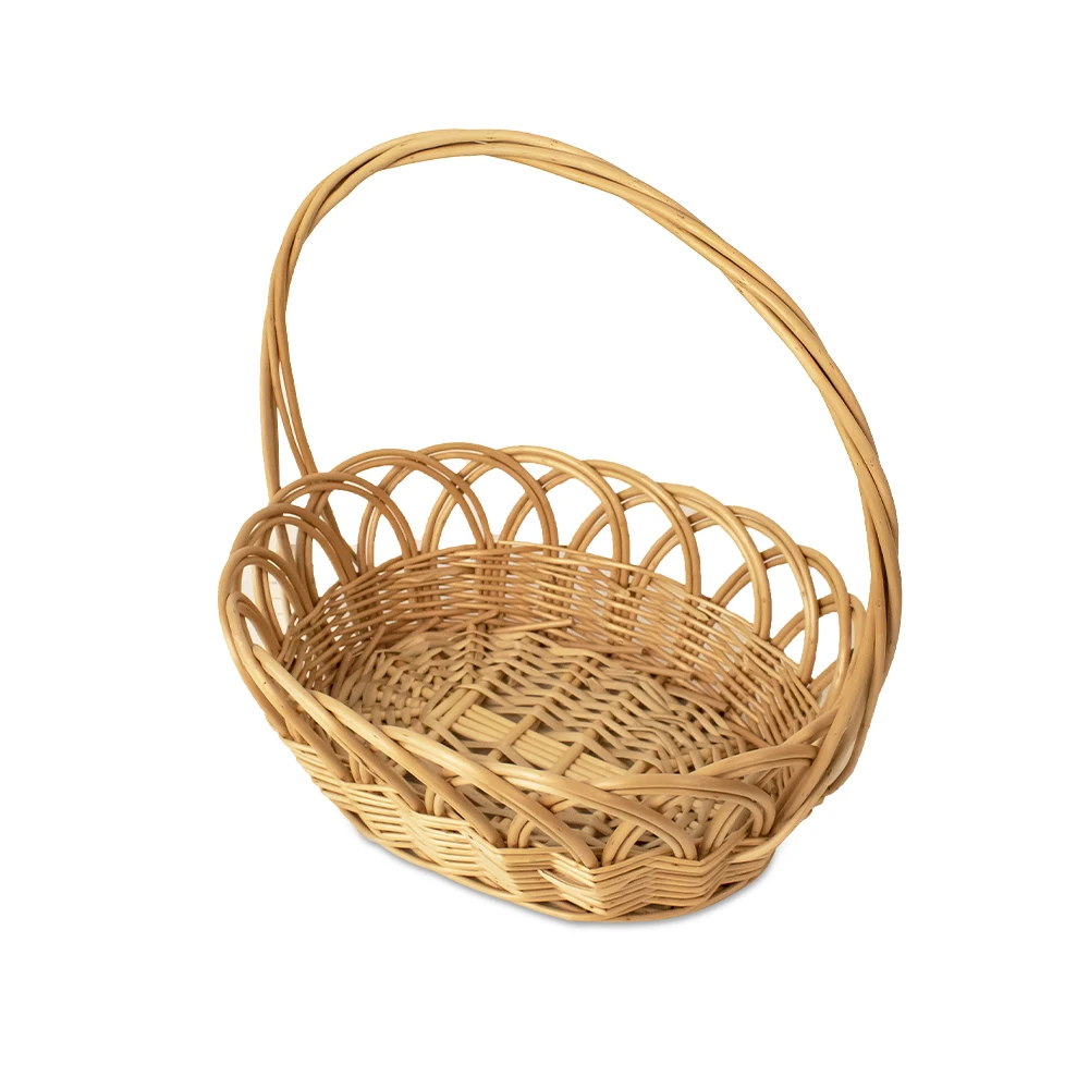 Handmade Plastic Lined Wicker Storage Fruit Vegetable Art Flower Basket