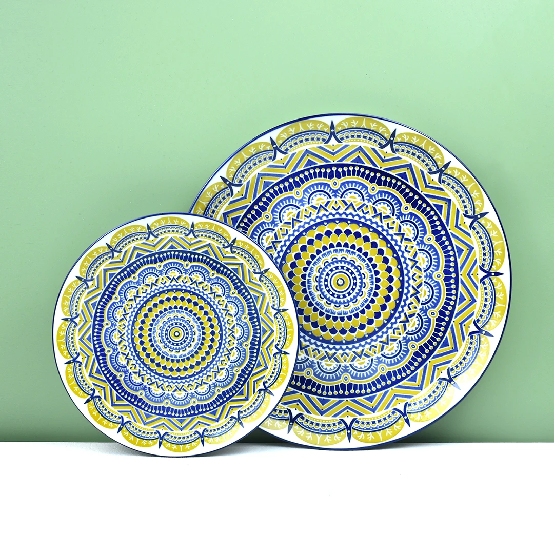 7.5 10.5 inch  porcelain dishwasher microwave safe colorful side kitchen bohemian style dinner moroccan ceramic plates