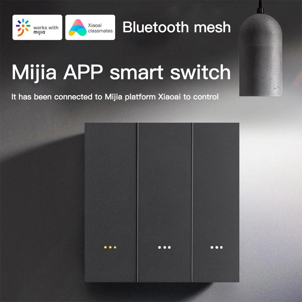 Mijia Bluetooth App Smart Home 3 Gang Smart Switch Light Alexa Voice Control Touch Glass Wall Wireless Electrical Switch