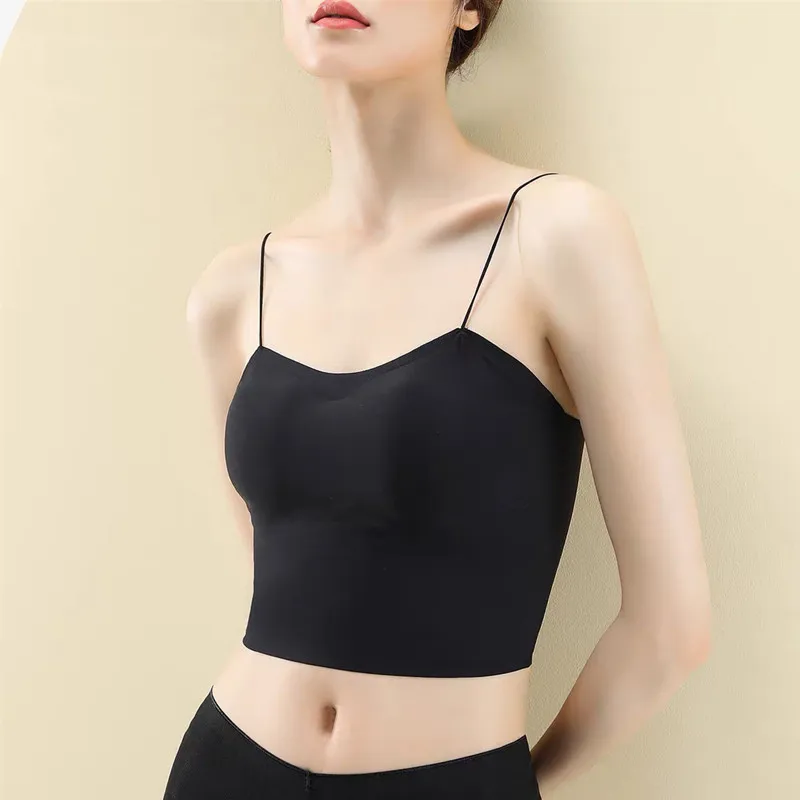 Новинка 2022, топ без следов, тонкий, с бретельками на плечах, великолепный топ с закругленным воротником, красивая кофта на спине, бесшовный бюстгальтер