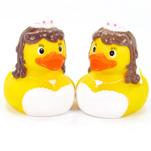 Customized wedding Duck funny squeeze 7-8 Cm Floating Vinyl Toy Bride and Bridegroom for Kids Gift