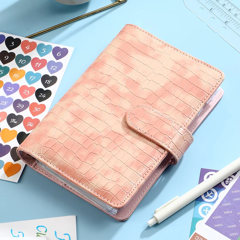 PU Leather Alligator Pattern Macaron Notebook Binder Book Cover with card slot agenda planner organizer stationery A6 A5