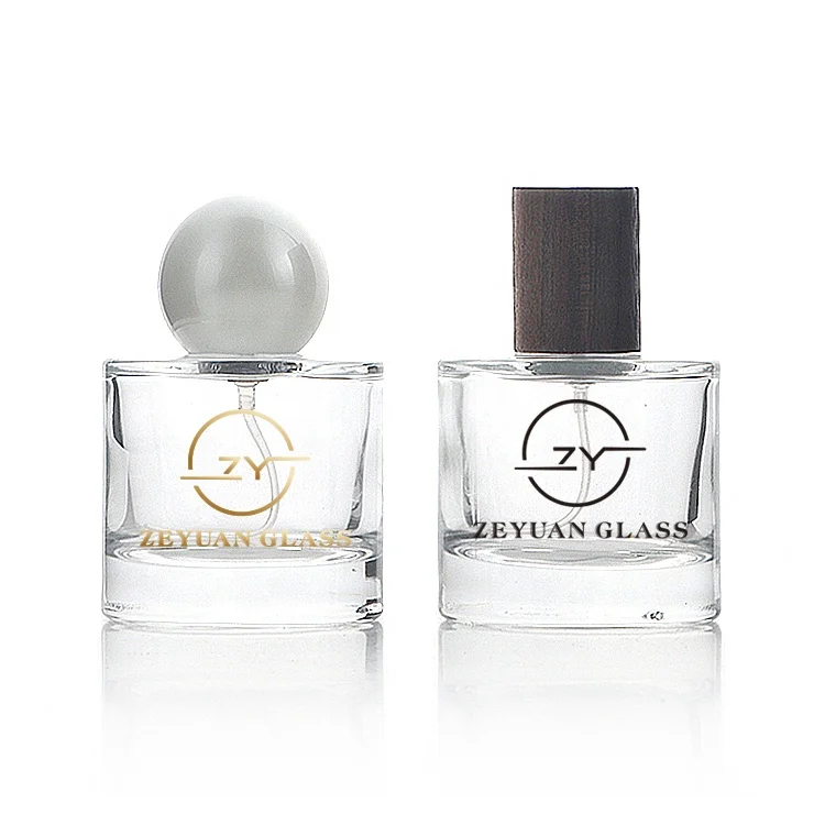 In Stock Empty Perfume 50ml Round Spray Bottles Cylinder Luxury Custom Perfume Glass Bottle