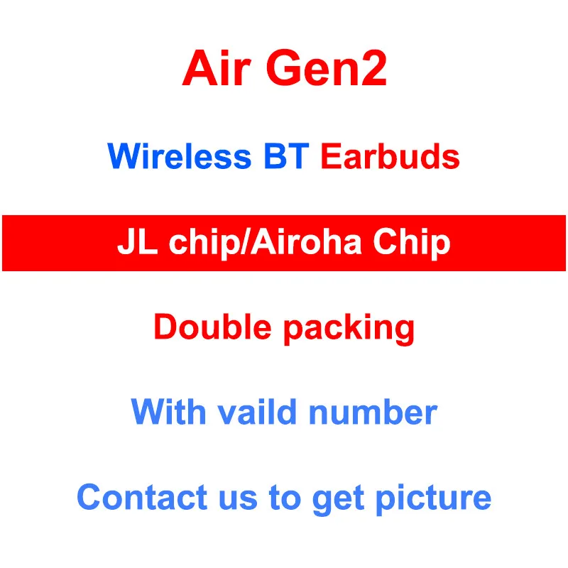 2021 New Original Package Strong Bass Real Serial Number Airoha 1536U 1562A Gen 2 Gen 3 Wireless Earbuds Air 2 Air 3 Airpro