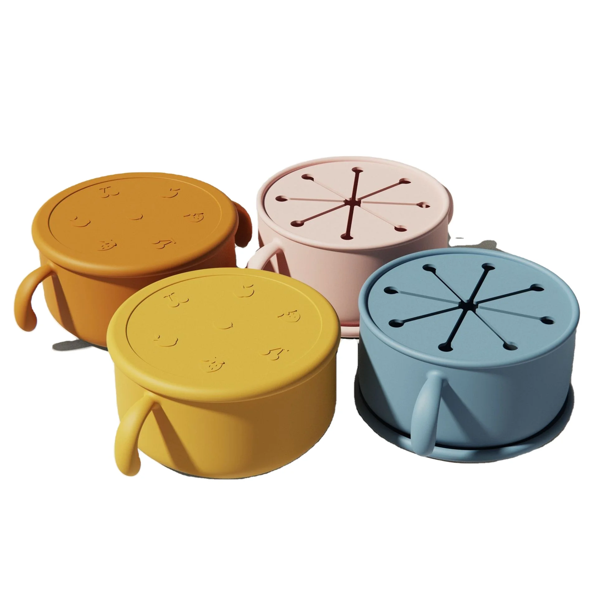 Baby silicone snack bowl, baby snack cup auxiliary food bowl, go out to carry dustproof bowl with cover to feed tableware