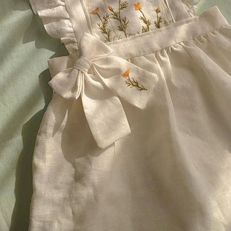 Embroidery Toddler Sun Causal Vintage Modest Custom Long Gown Evening Orange Flower Girls Dresses