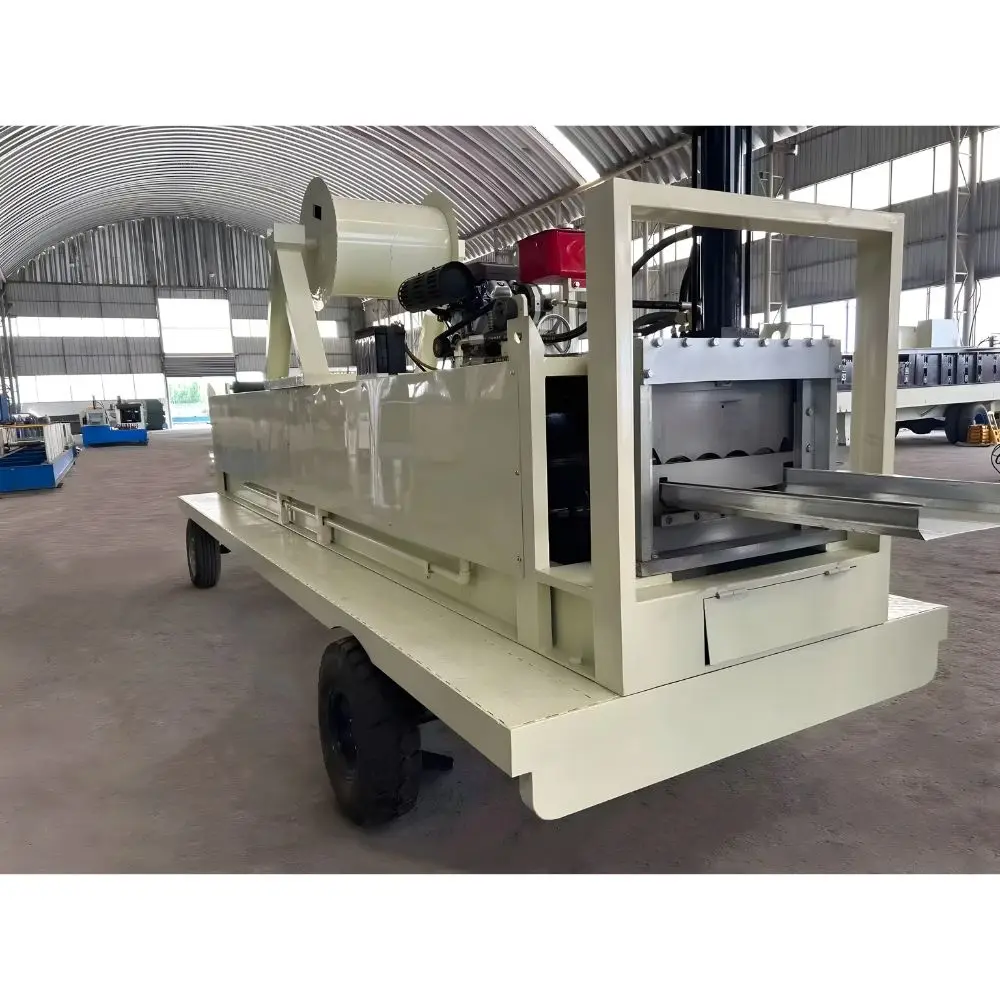 New Mexico Portable SSR KR18 KR24 Standing Seam Bemo Standing Roof Sheet Roll Forming Machine with Wheel Trailer
