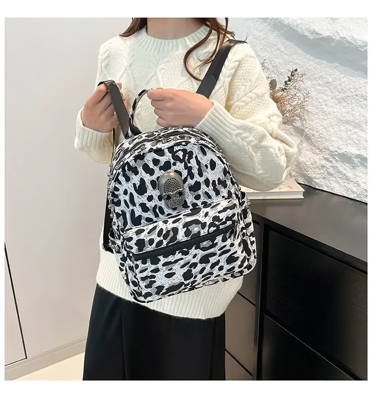 Fashion Y2K skull leopard backpack female new fall and winter commuting travel small backpack