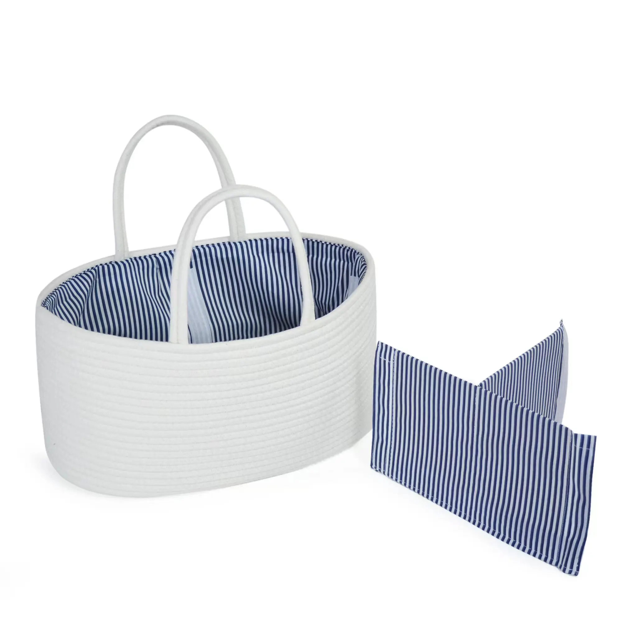 Custom Cotton Rope Baby Diaper Caddy Organizer With Removeable Insert Baby Kids Nursery Storage Basket