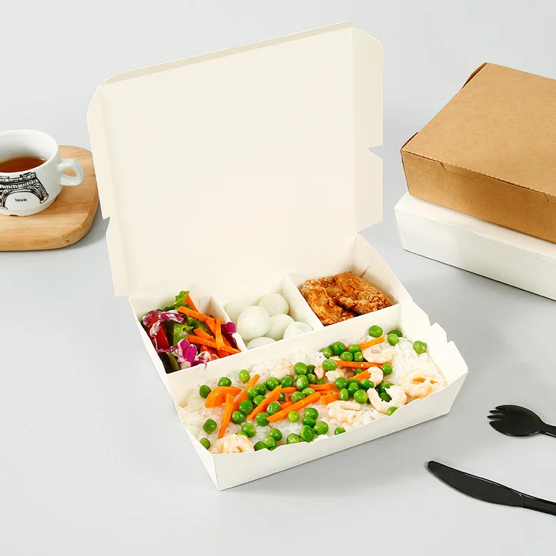 Disposable Oil-Proof and Waterproof Kraft Paper PE Coating Takeaway Cardboard Kraft Paper Box Packaging Food Bowl