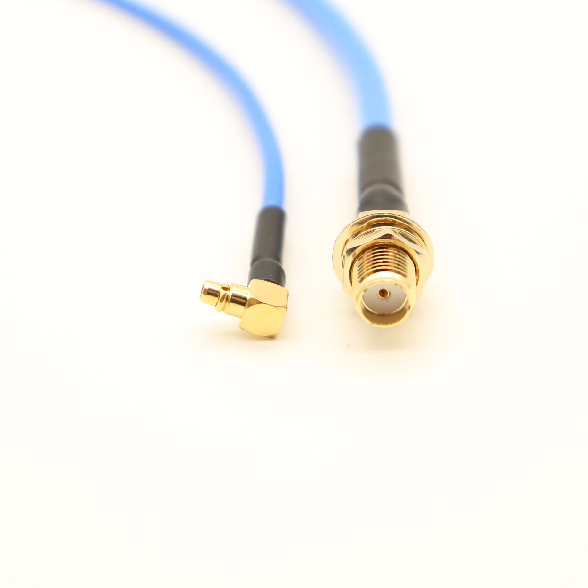 Blue 2.6mm 20cm type SMA Male MMCX Male right angle pigtail panel screw mount antenna extension Coaxial Cable rg402 RG405