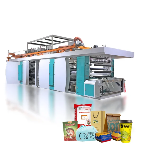 8 Color High Speed central drum Flexo Printing Machine flexographic printer for PP woven plastic bag paper bag