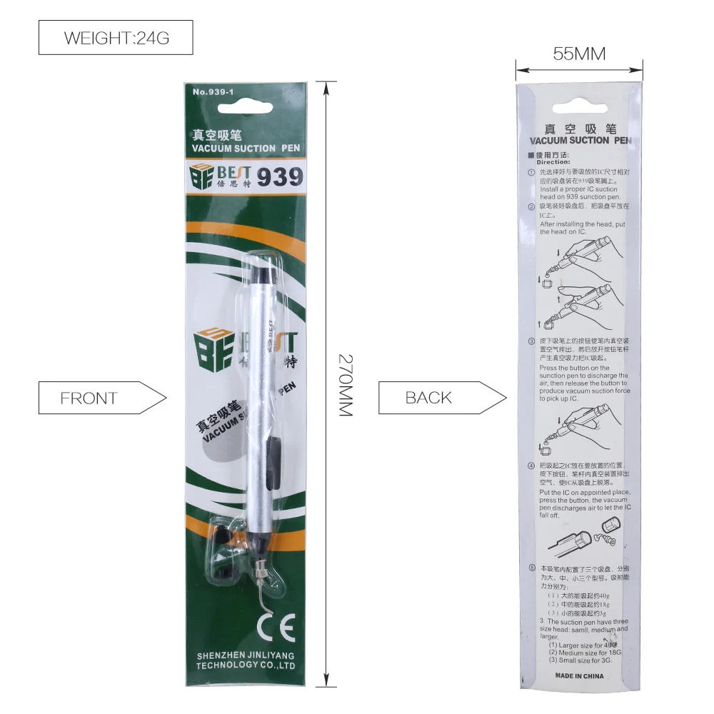 BST-939 Vacuum Suction Pen Tools Header Vacuum Suction Pen Alternative Tweezers Pick Up Tools Mini Vacuum Sucking Pen Repair