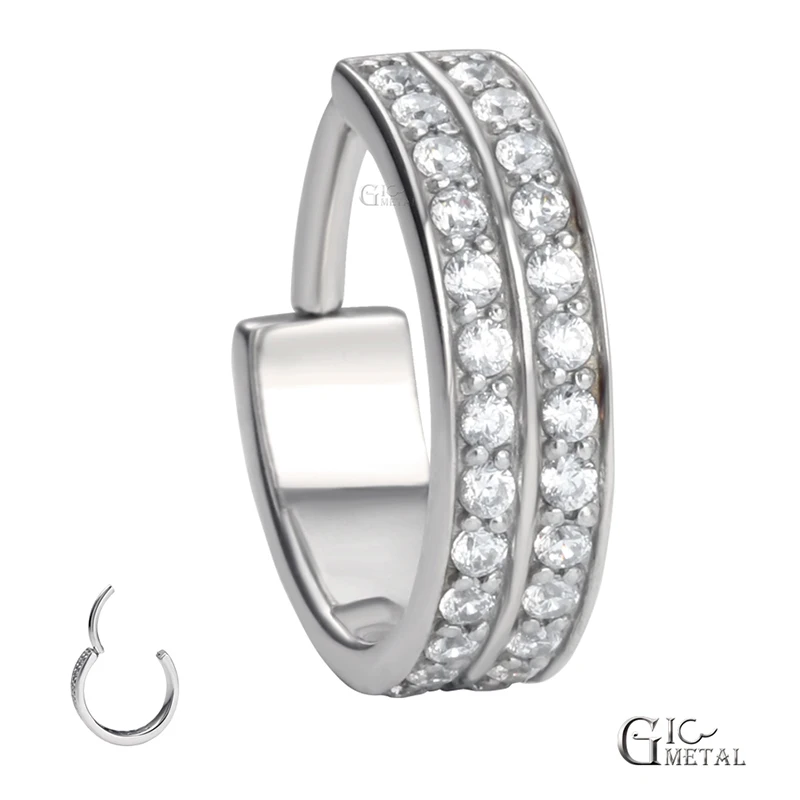 Giometal G23 ASTM F136 Titanium Double Lined Septum Clicker Nose Jewelry Seamless Hinged Ring Helix Daith Body Jewelry Wholesale