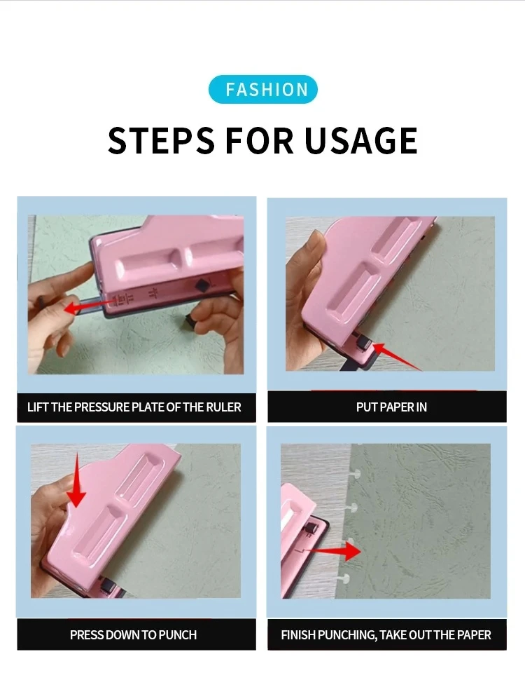 Office Aqua Color Metal T shape Mushroom Paper Hole Punch for Craft Planner DIY