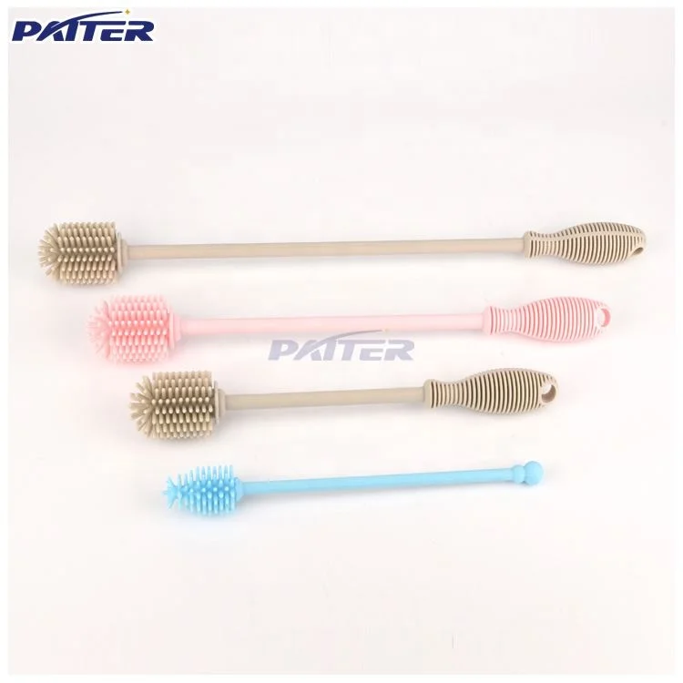 Latest style deep cleaning bacterial remover soft heat resistance silicone bottle cleaning brush