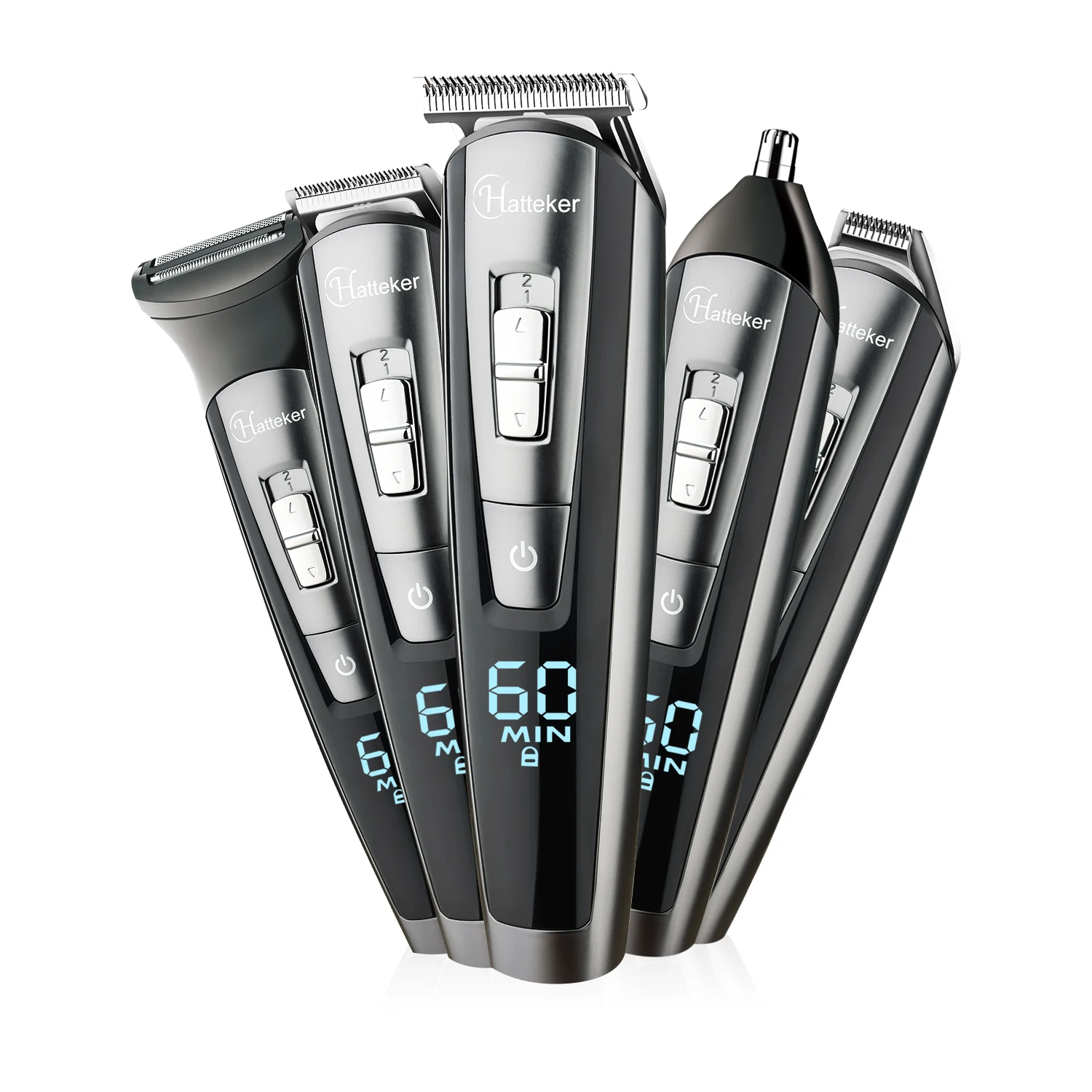 Hatteker Professional Mens Hair Trimmer Kit Waterproof 5 In 1 Electric Hair Clippers