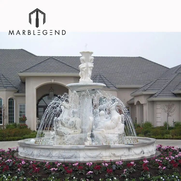 Natural stone carved decorative garden waterfall