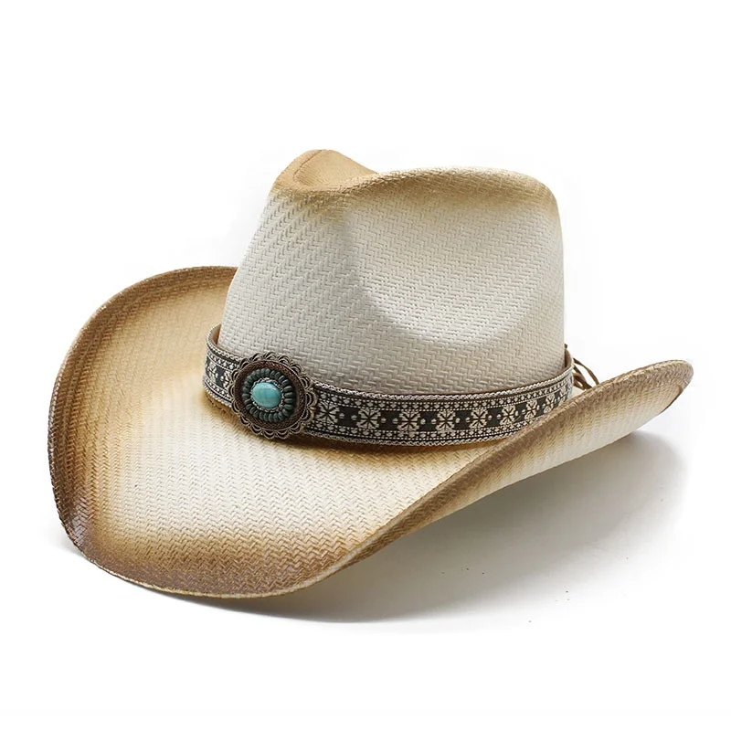 CUSTOM LOGO western jazz bulk beach sun men woman paper cloth painting cowboy cowgirl cow boy hat for men adult