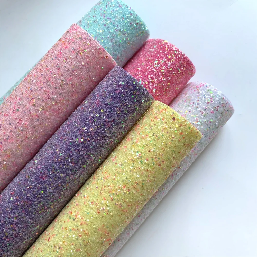 
New arrival neon chunky glitter fabric for bows 