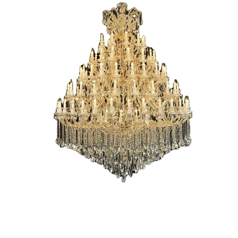 105 огни золотые можно настроить большая гостиничная вилла свадебное украшение европейская роскошная хрустальная свеча K9 люстра