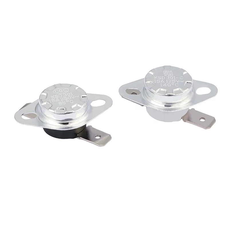 High Quality KSD301 Bimetal Thermostat 10A 250V Normally Closed for Heating Equipment Household Refrigerator Ceramic Housing