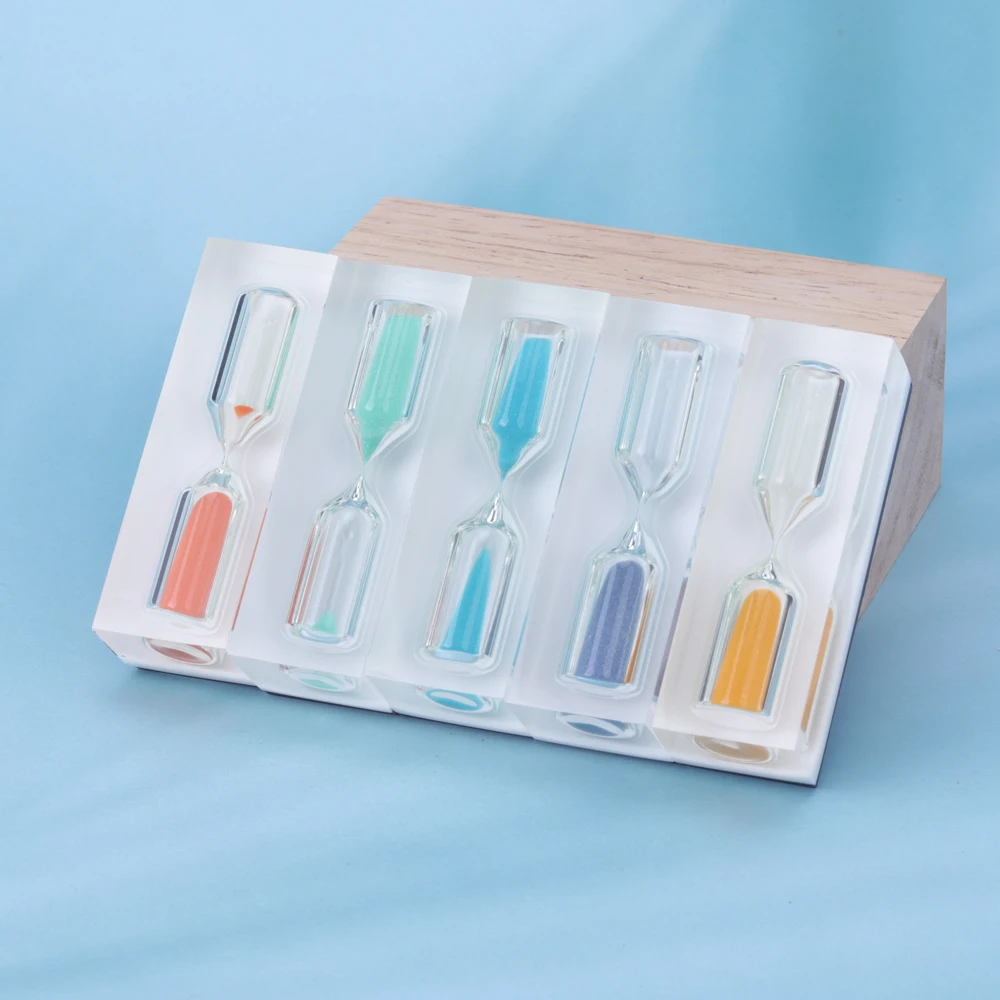 Wholesale 1 2 3 5 minutes board game sand timer kitchen Resin Acrylic crystal Clear Fridge Magnet hourglass colorful